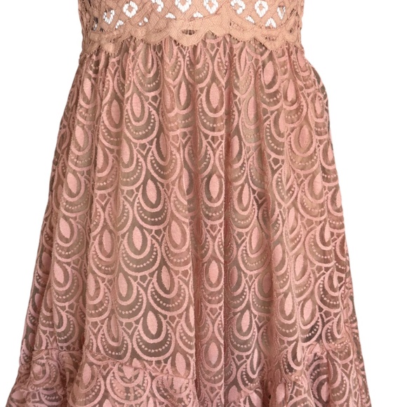 Free People FP One Dusty Pink Adella Burnout Slip Dress Lace Strappy Size S - Picture 12 of 17